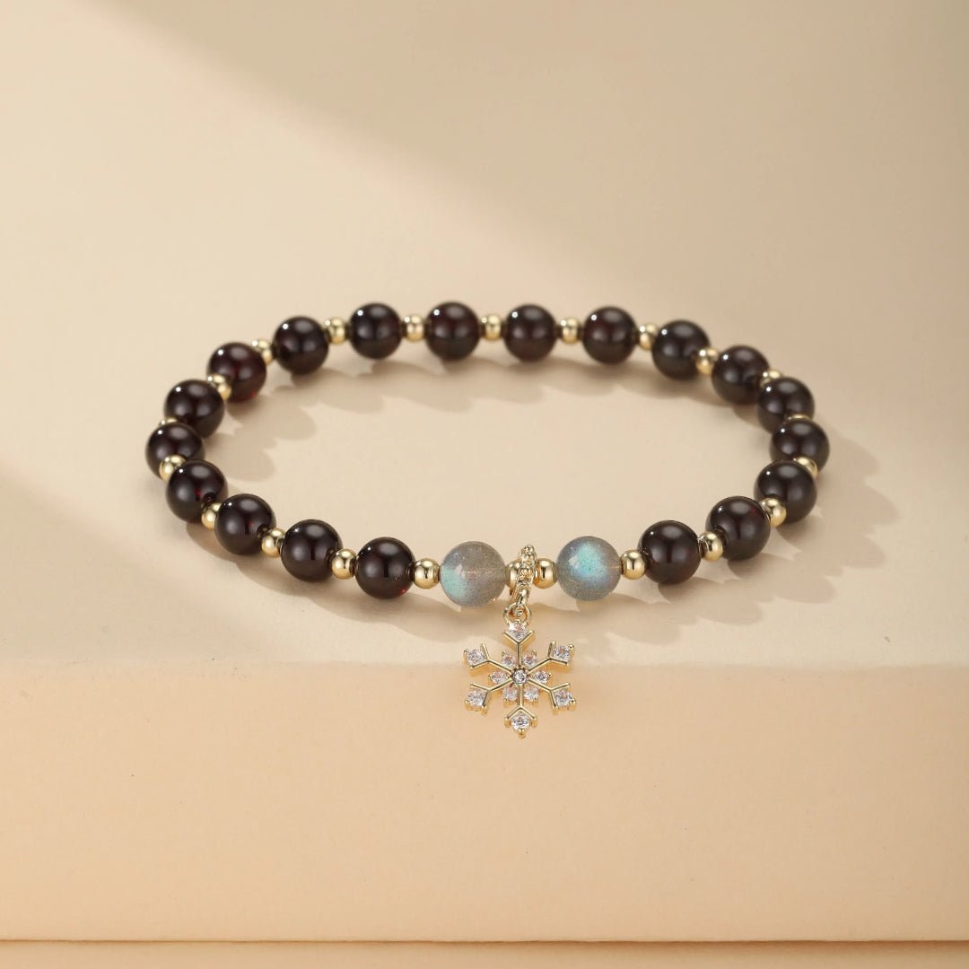 Bracelet Grenat et Labradorite Flocon de Neige - Biloria