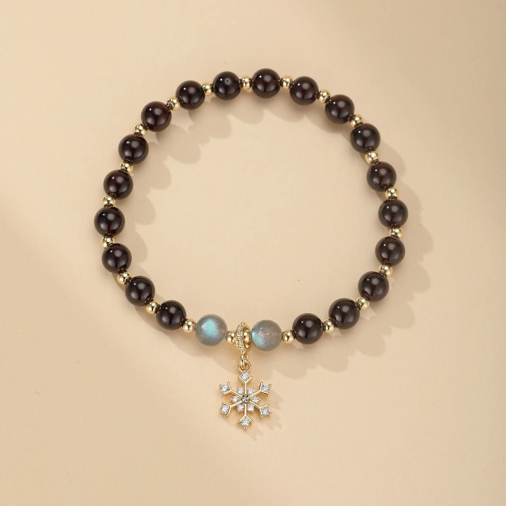 Bracelet Grenat et Labradorite Flocon de Neige - Biloria