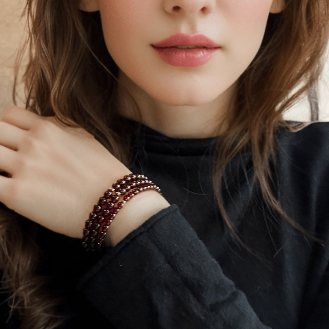 Bracelet Grenat Passion - Pierre Fine Rouge Équilibrante - Biloria