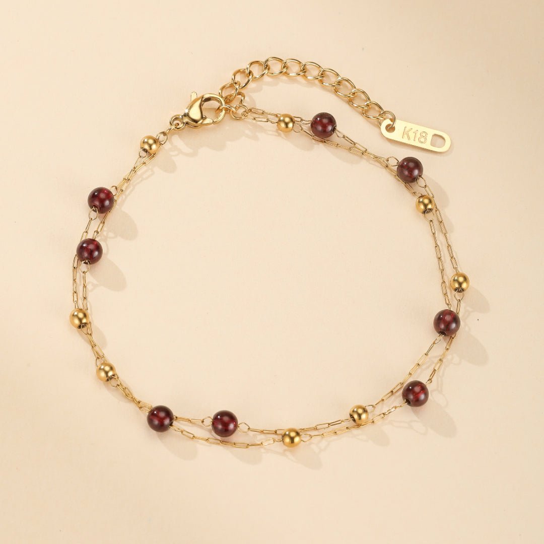 Bracelet Grenat Plaqué Or 18K – Passion et Énergie - Biloria