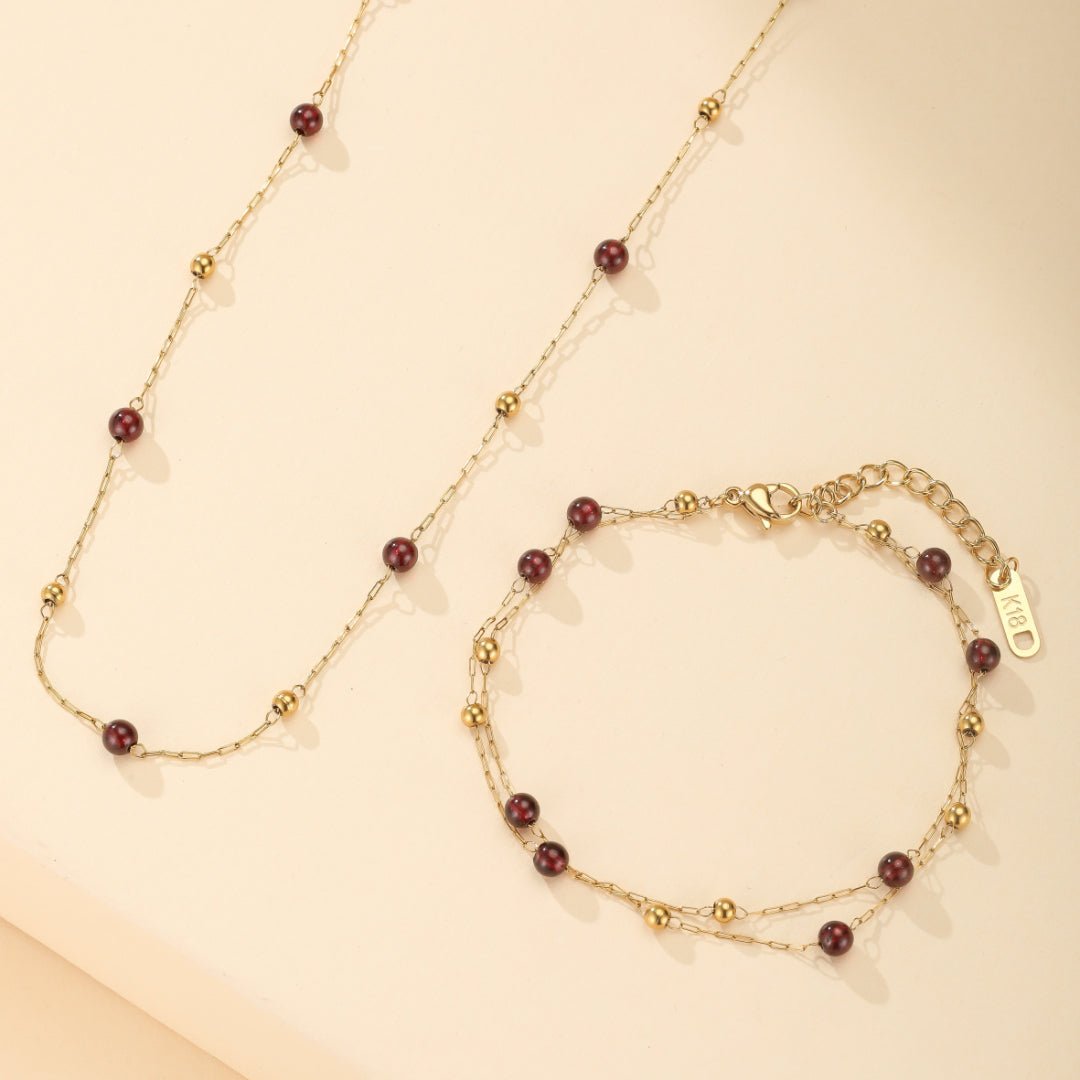Bracelet Grenat Plaqué Or 18K – Passion et Énergie - Biloria