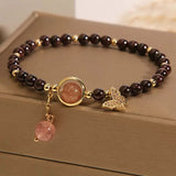 Bracelet Grenat Quartz Fraise Papillon Zircon - Biloria