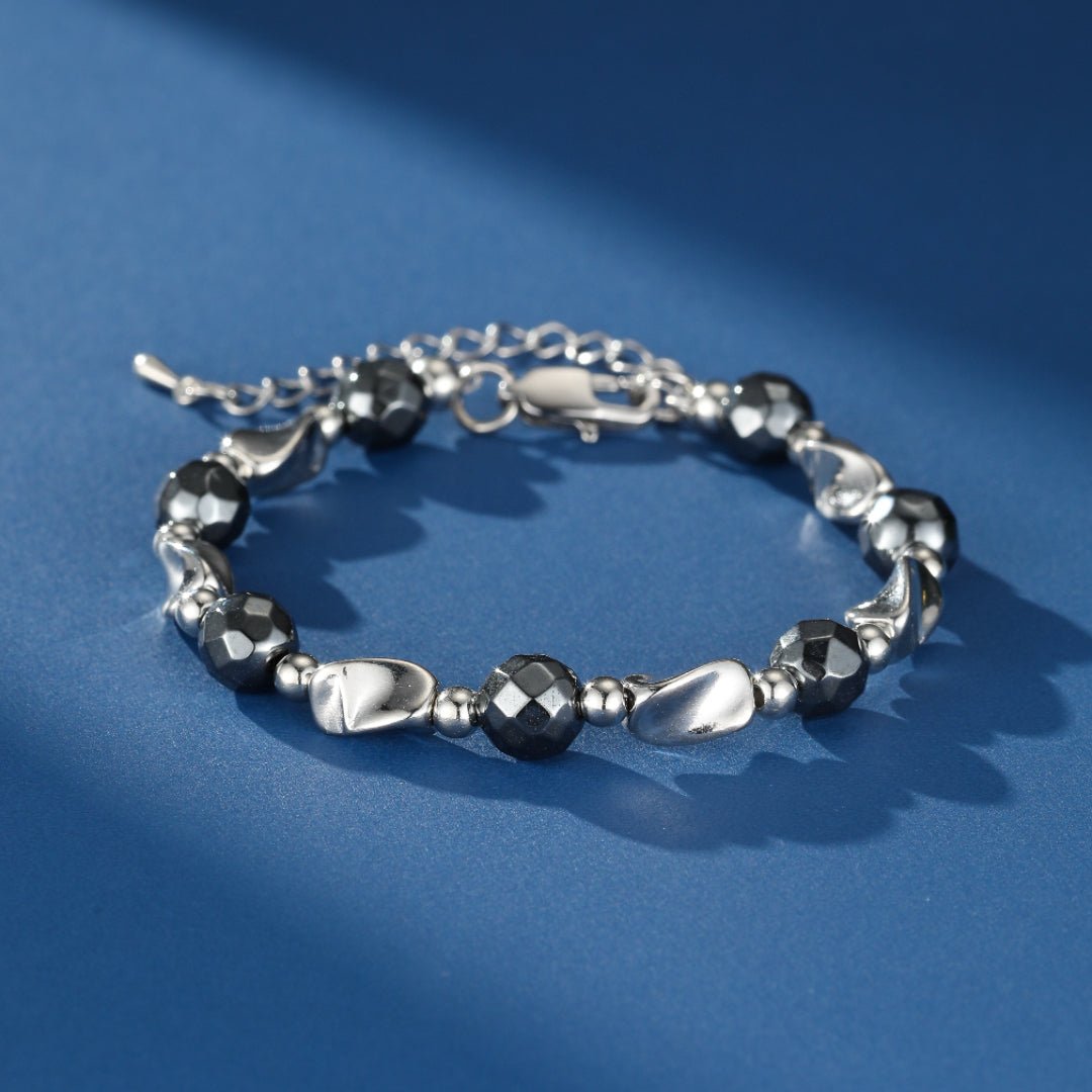 Bracelet Hématite Homme Acier – Bijou Minéral Tendance - Biloria