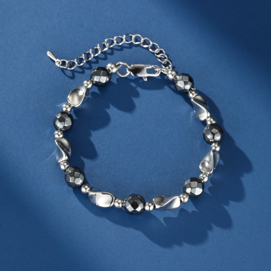 Bracelet Hématite Homme Acier – Bijou Minéral Tendance - Biloria