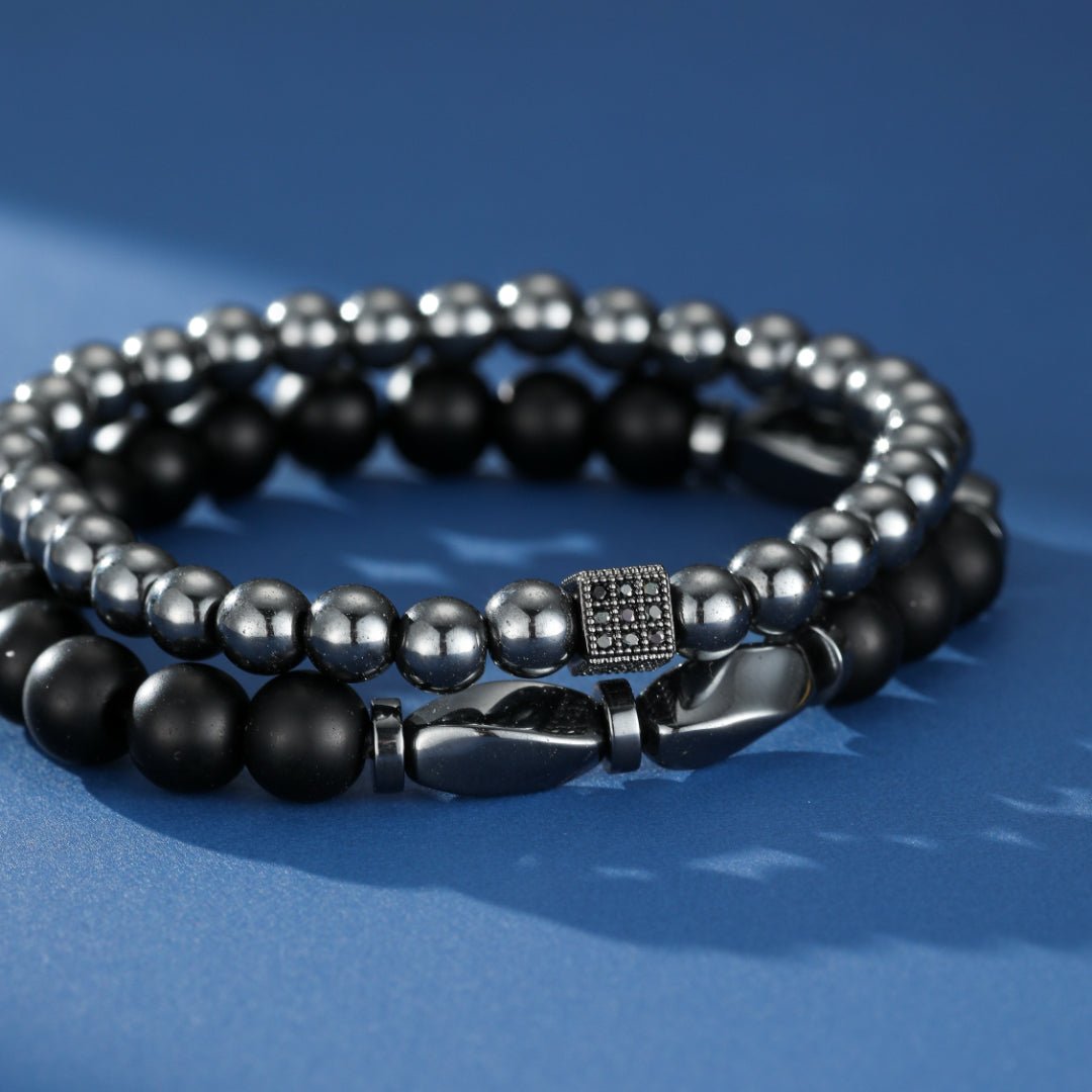 Bracelet Hématite Obsidienne Homme – Protection et Ancrage - Biloria