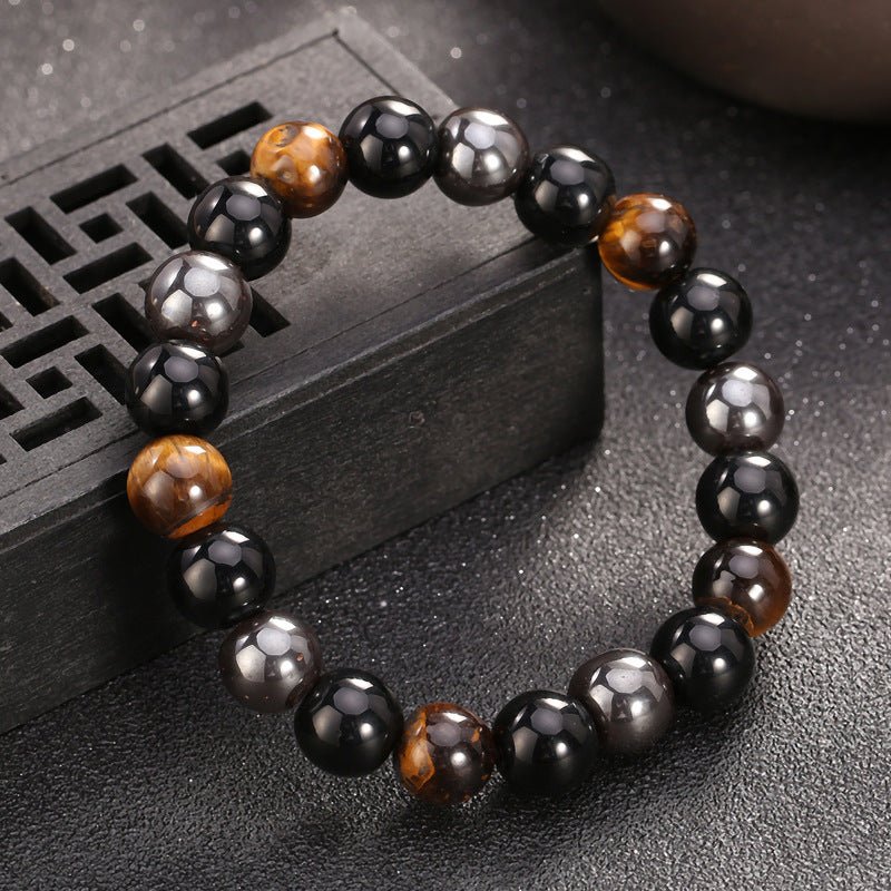 Bracelet Hématite Obsidienne Œil de Tigre 10 mm - Biloria