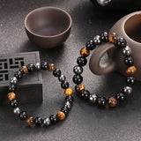 Bracelet Hématite Obsidienne Œil de Tigre 10 mm - Biloria