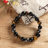 Bracelet Hématite Obsidienne Œil de Tigre 10 mm - Biloria