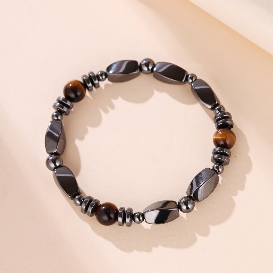 Bracelet Hématite Œil de Tigre Homme Force et Protection - Biloria