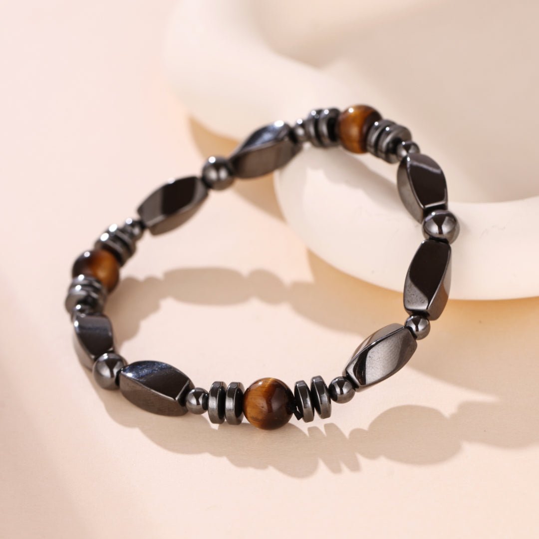 Bracelet Hématite Œil de Tigre Homme Force et Protection - Biloria