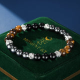 Bracelet Hématite Œil de Tigre Obsidienne Homme Protection - Biloria