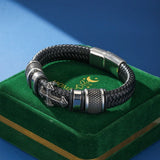 Bracelet Homme Cuir et Acier Croix Gothique Foi Paisible - Biloria