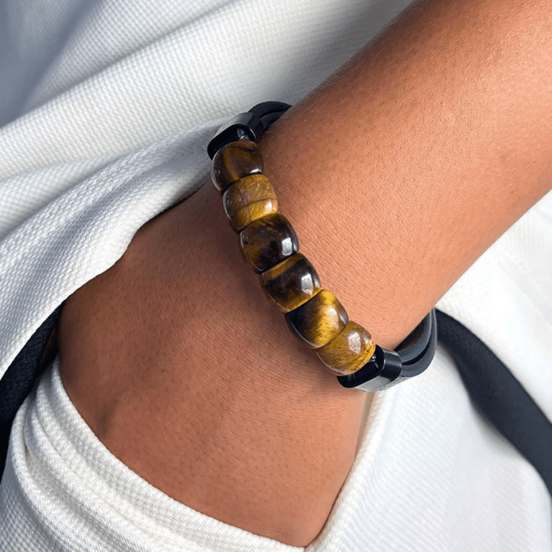 Bracelet Homme Cuir Pierres Naturelles Force Totale - Biloria
