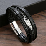 Bracelet Homme Cuir Plume - Protection et Élégance - Biloria
