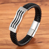 Bracelet Homme Cuir Vague – Élégance Minimaliste - Biloria