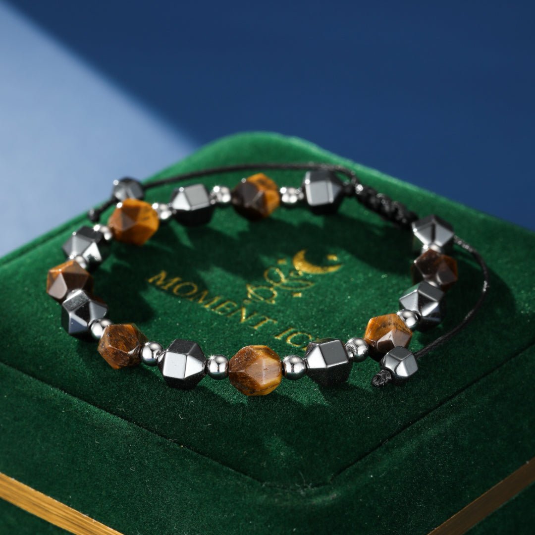 Bracelet Homme Hématite et Œil de Tigre Protection Ancrage - Biloria