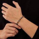 Bracelet Homme Hématite et Œil de Tigre Protection Ancrage - Biloria