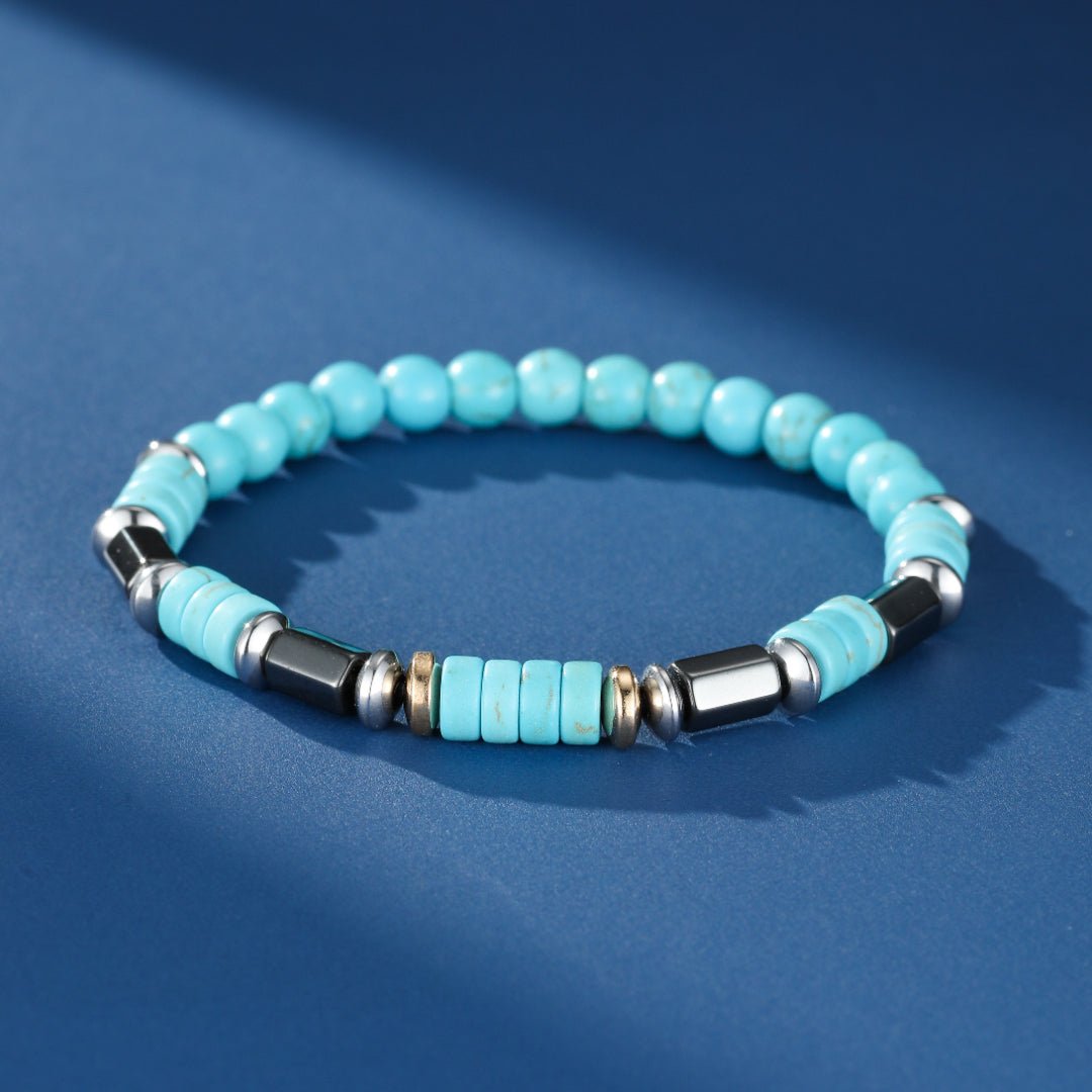 Bracelet Homme Hématite et Turquoise – Énergie et Sérénité - Biloria