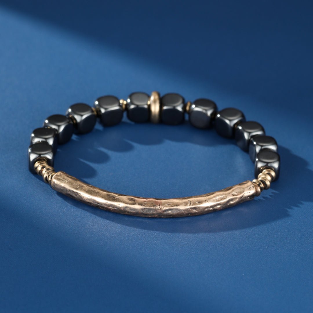 Bracelet Homme Hématite Laiton Force Antique - Biloria
