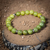 Bracelet Homme Jade Olive en Argent 925 - Biloria