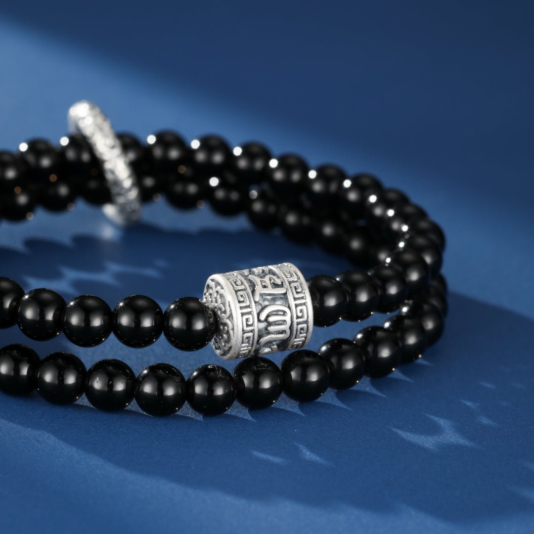 Bracelet Homme Obsidienne Noire Argent 999 – Dualité Ancestrale - Biloria