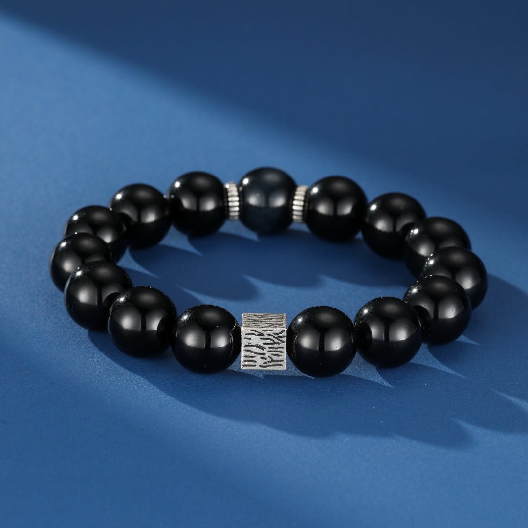 Bracelet Homme Obsidienne Œil de Tigre Aura Sombre Argent 925 - Biloria