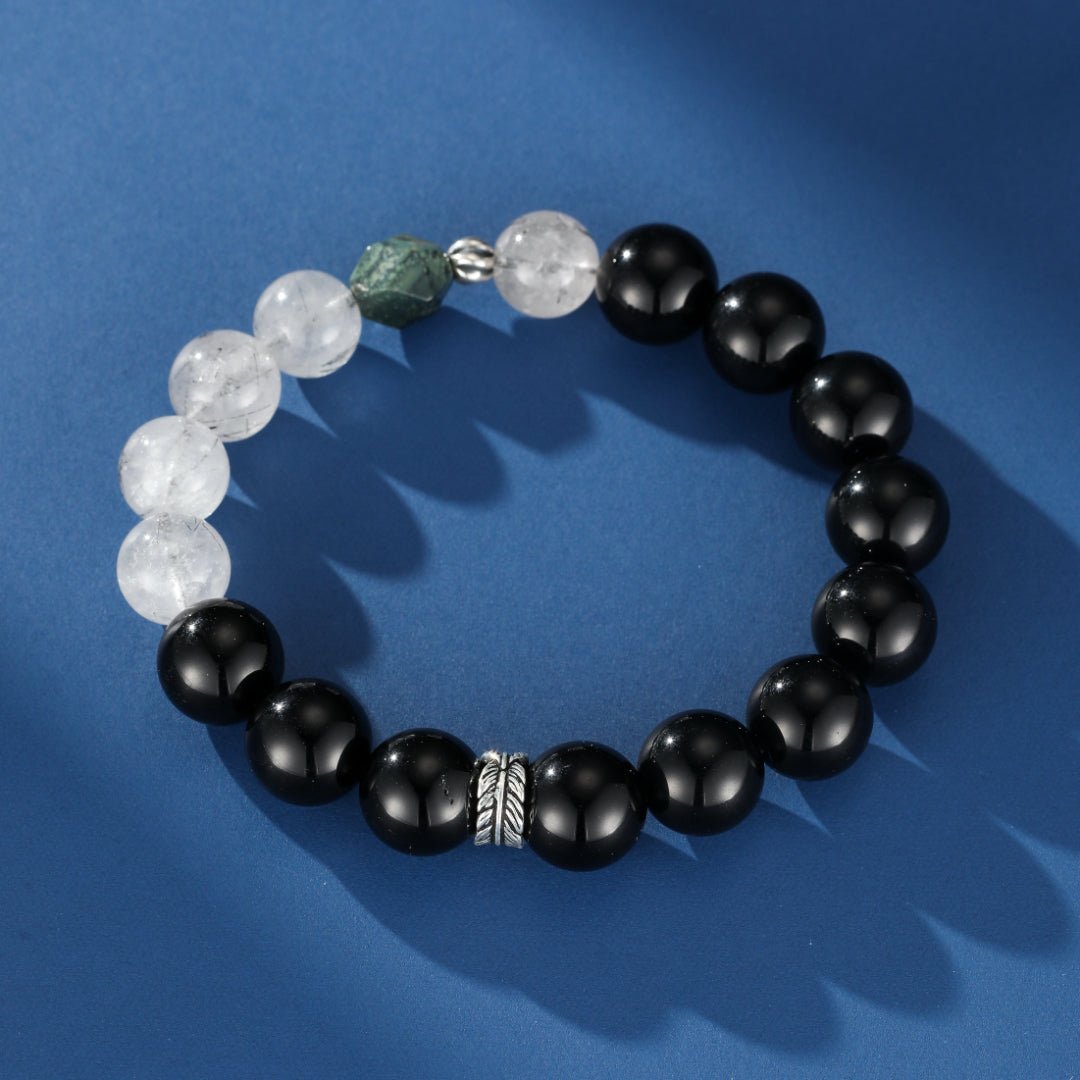 Bracelet Homme Obsidienne Quartz Rutile Jaspe Kambaba Argent - Biloria