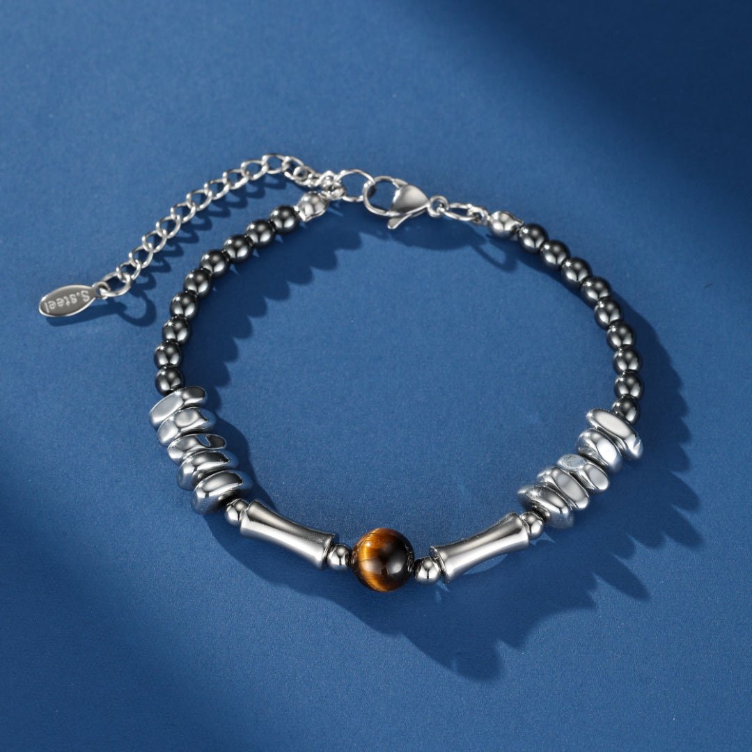 Bracelet Homme Œil de Tigre et Hématite - Biloria