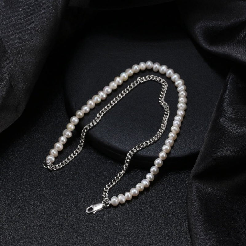 Bracelet Homme Perle et Argent Plaqué Or — Dualité et Sérénité - Biloria