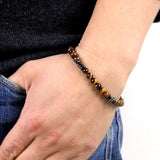 Bracelet Homme Pierre Lave Oeil de Tigre Protection - Biloria