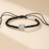 Bracelet Infini Couple Rouge et Noir – Argent 925 Trèfle Chance - Biloria