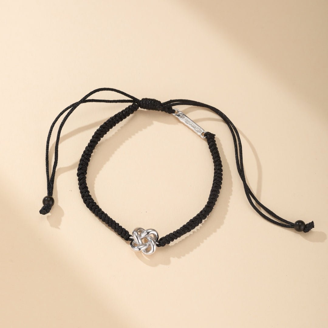 Bracelet Infini Couple Rouge et Noir – Argent 925 Trèfle Chance - Biloria