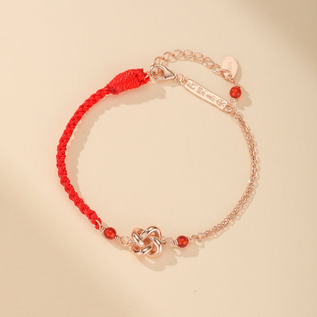 Bracelet Infini Couple Rouge et Noir – Argent 925 Trèfle Chance - Biloria