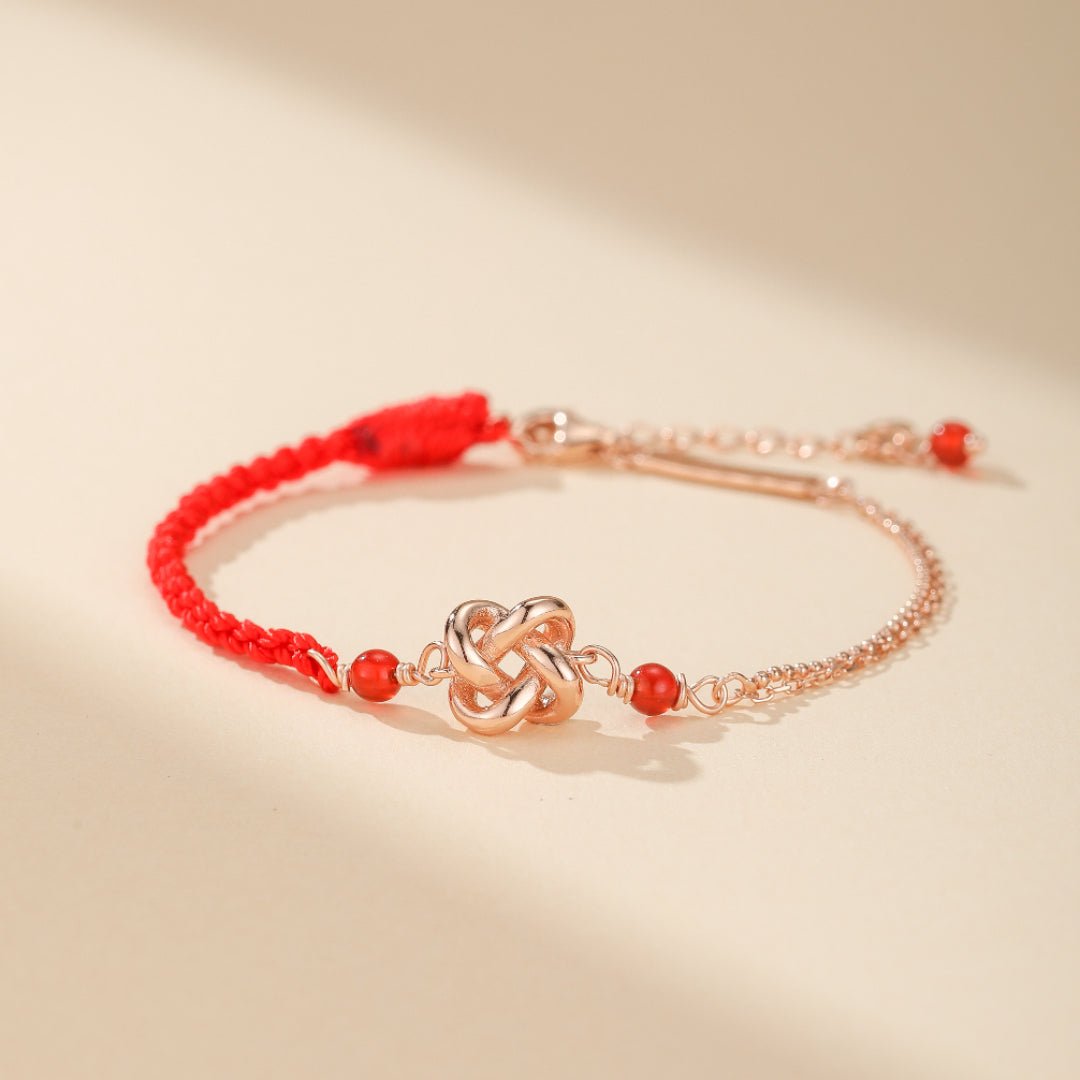 Bracelet Infini Couple Rouge et Noir – Argent 925 Trèfle Chance - Biloria