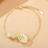 Bracelet Jade et Feuille de Ginkgo - Harmonie du Cœur - Biloria