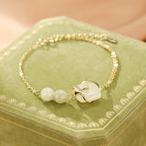 Bracelet Jade et Feuille de Ginkgo - Harmonie du Cœur - Biloria