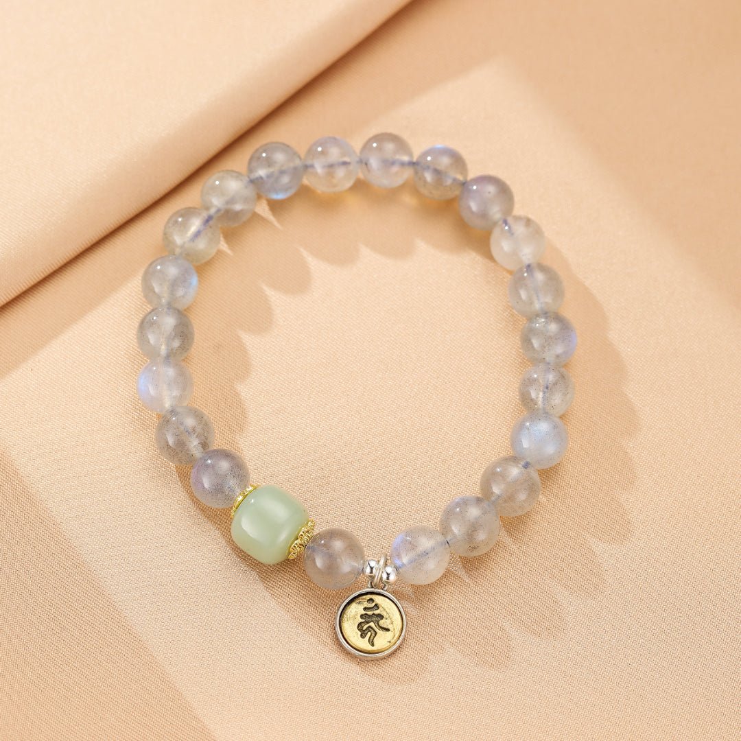 Bracelet Jade et Labradorite Protection Céleste Cheval Coq - Biloria