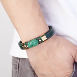 Bracelet Jade et Pi Xiu en Cuir et Acier Inoxydable - Biloria