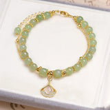 Bracelet Jade Feuille Ginkgo Argent Plaqué Or - Biloria