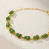 Bracelet Jade Gourde Porte-Bonheur Argent Plaqué Or - Biloria
