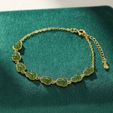 Bracelet Jade Gourde Porte-Bonheur Argent Plaqué Or - Biloria