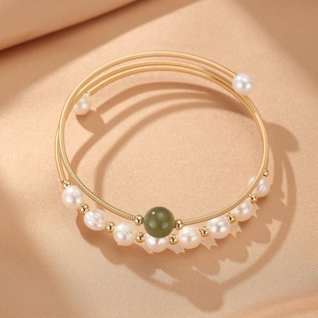 Bracelet Jade Néphrite et Perle – Bijou Naturel - Biloria