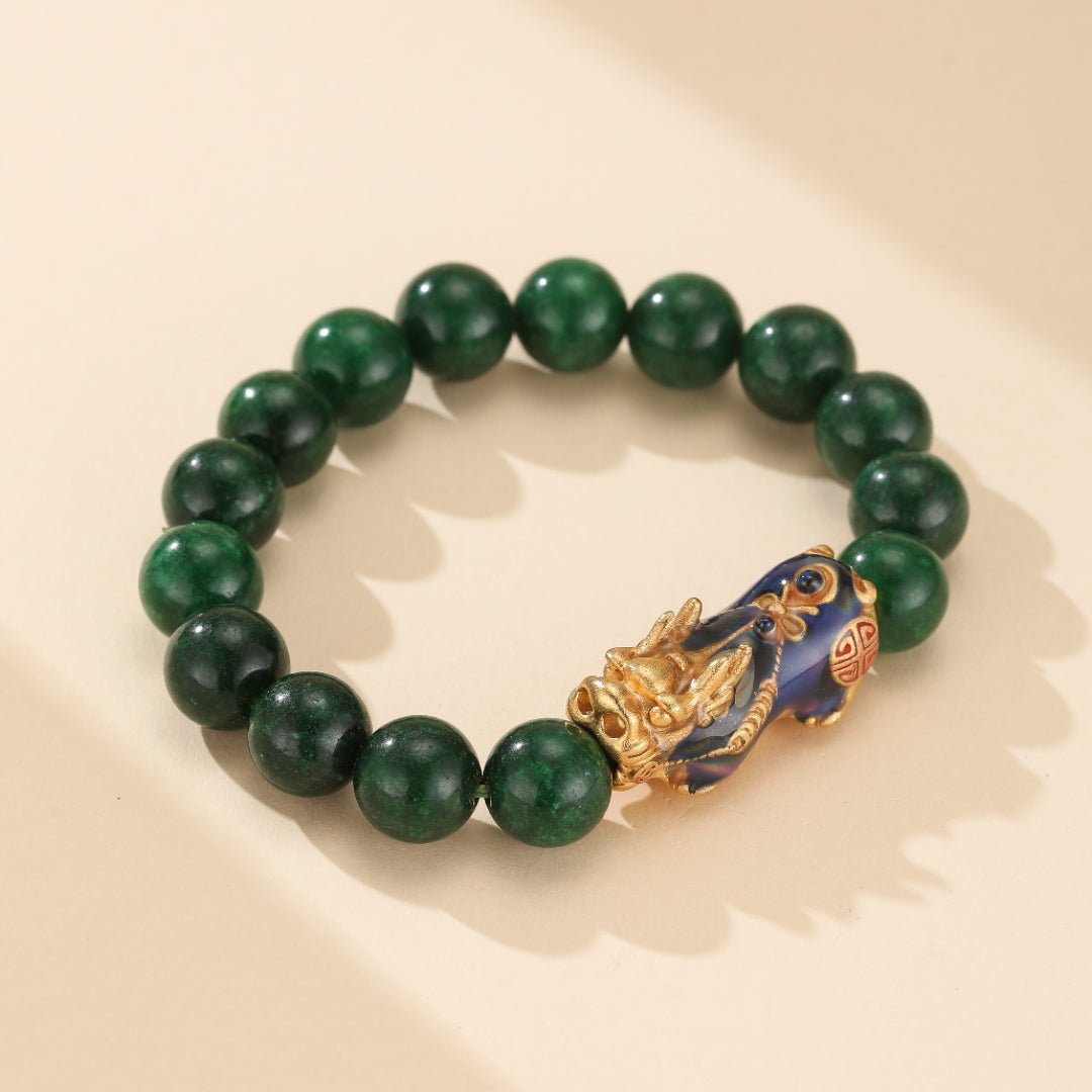 Bracelet Jade Pi Xiu 10 mm ou 12 mm Protection Prospérité - Biloria