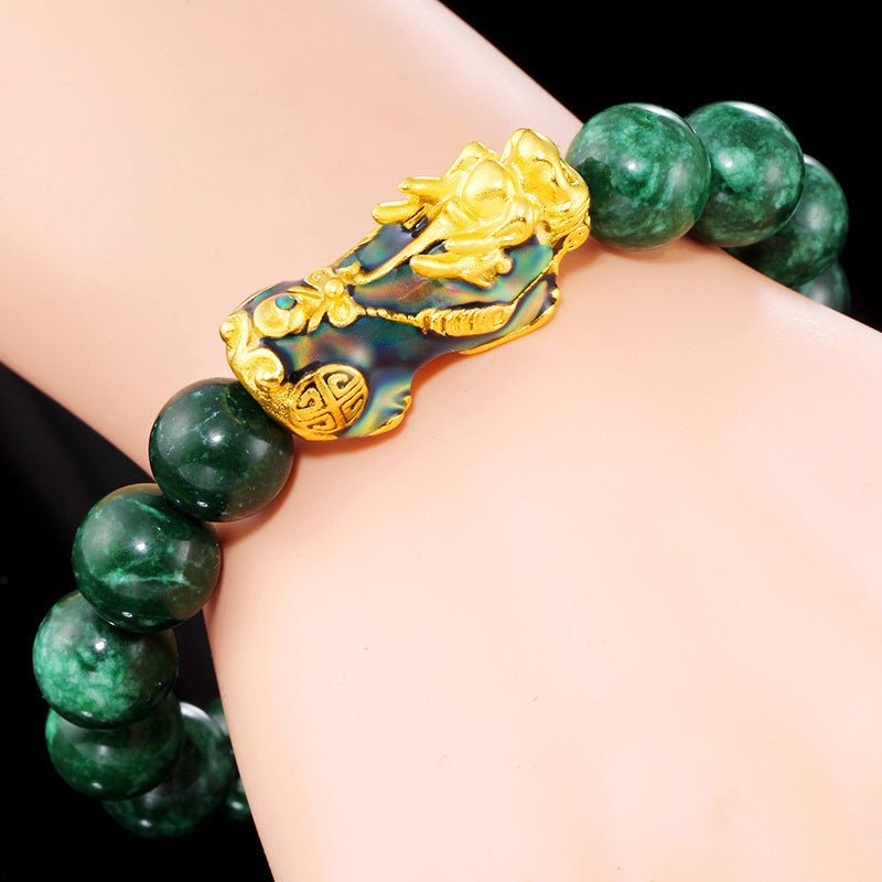 Bracelet Jade Pi Xiu 10 mm ou 12 mm Protection Prospérité - Biloria