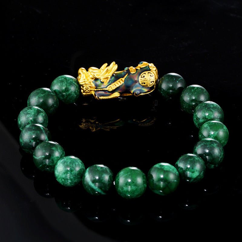 Bracelet Jade Pi Xiu 10 mm ou 12 mm Protection Prospérité - Biloria