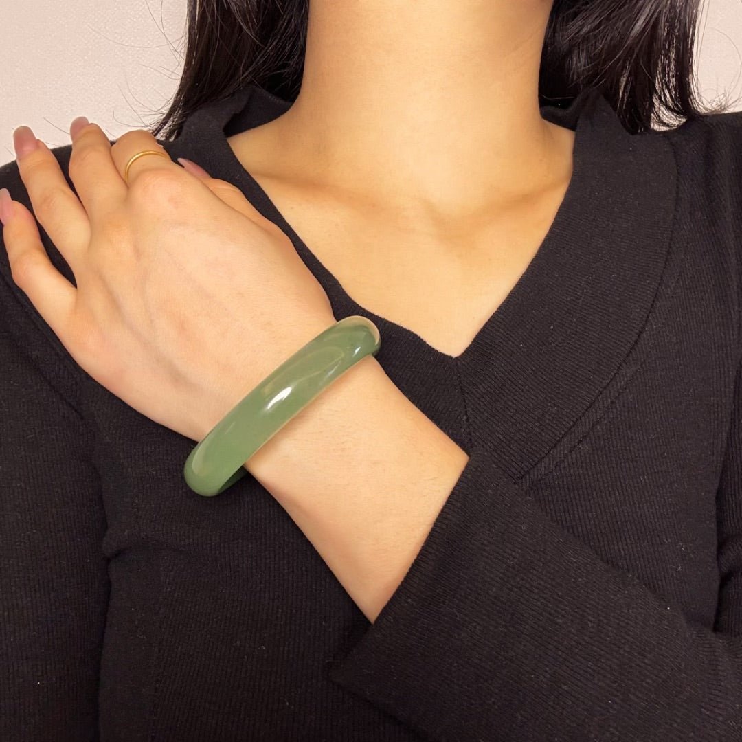 Bracelet Jonc Aventurine Verte Fait Main - Biloria