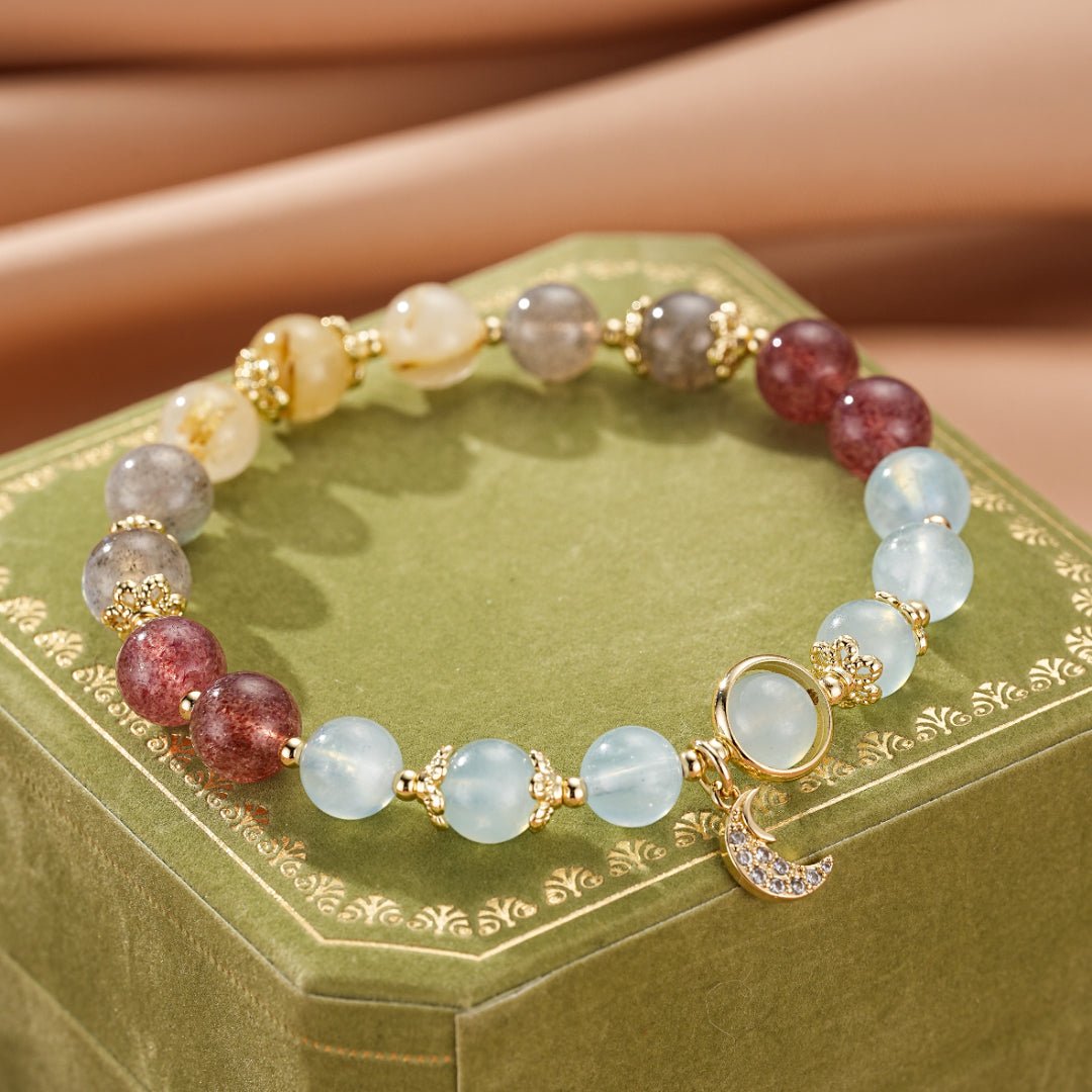 Bracelet Labradorite Aigue Marine Harmonie Lunaire - Biloria