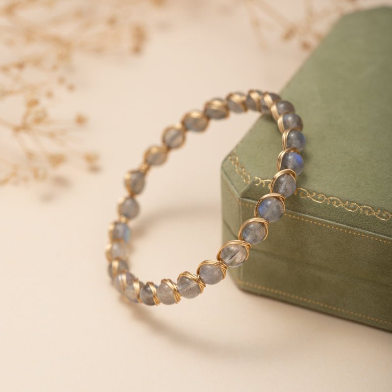 Bracelet Labradorite Argent Plaqué Or - Protection Énergétique - Biloria