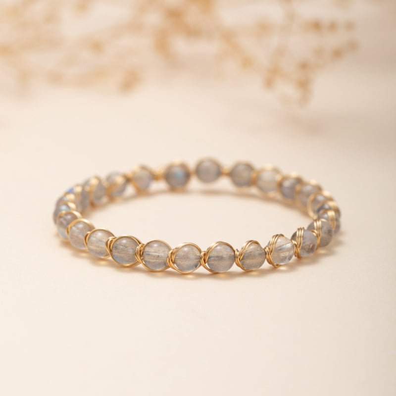 Bracelet Labradorite Argent Plaqué Or - Protection Énergétique - Biloria