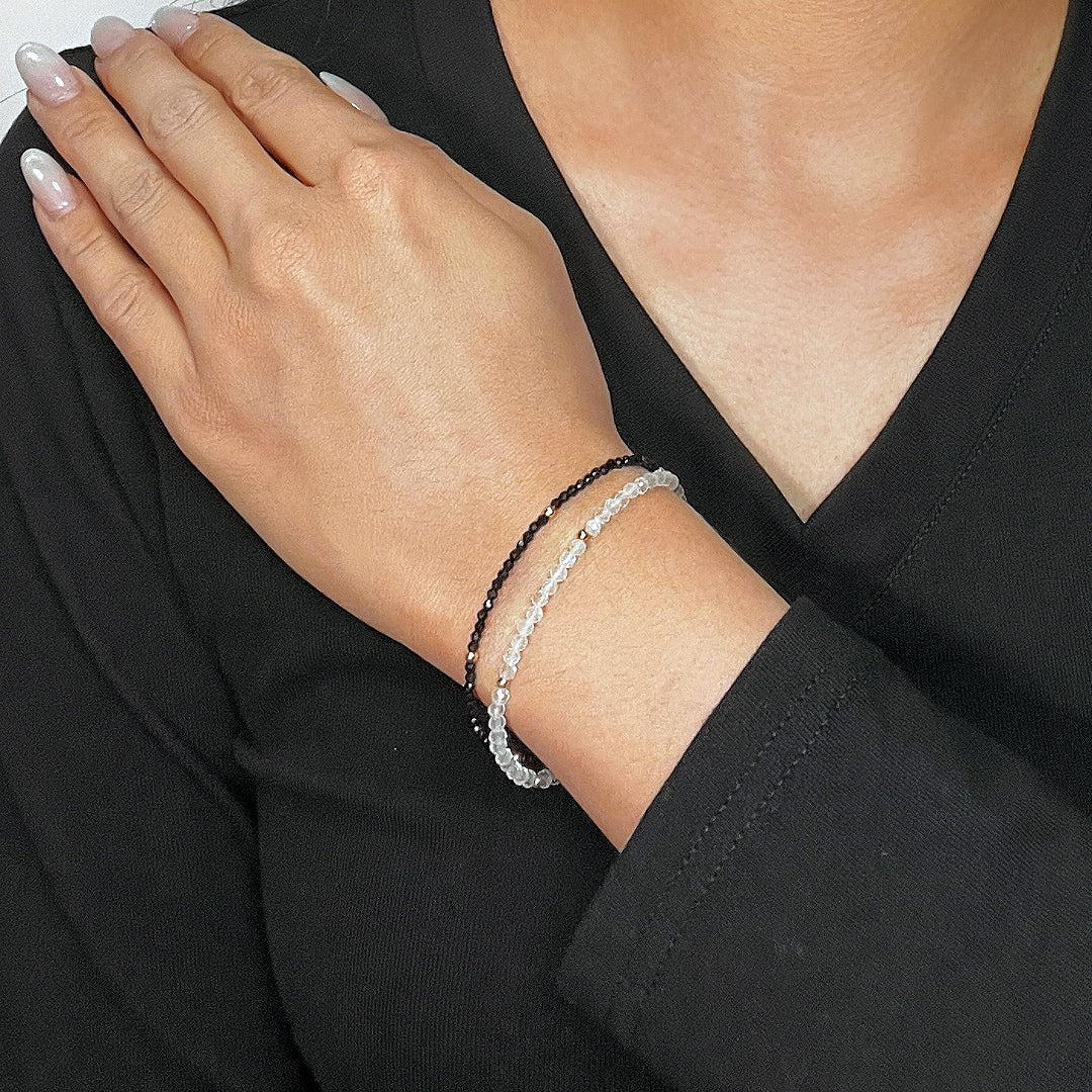 Bracelet Labradorite Cristal de Roche Spinelle Noir – Feng Shui - Biloria